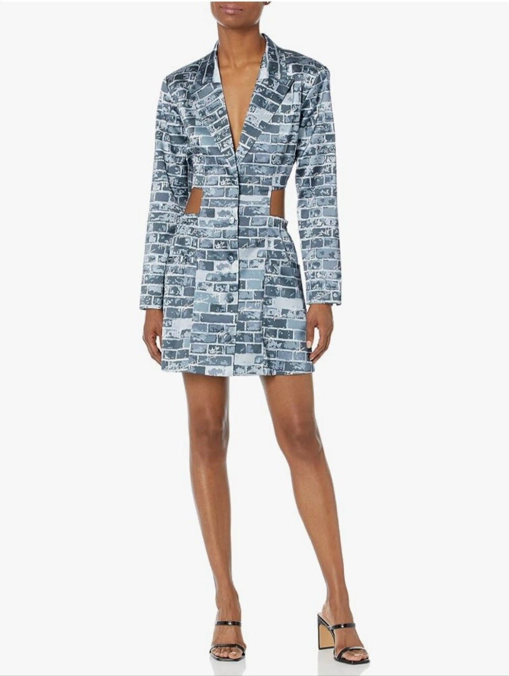 Printed Midi Dress in Slate Blue - Stylish Cropped Wrap - Picture 4 of 8